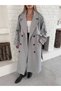 Women's Long Cashmere Coat with a Wrap-Style Collar and Belt Detail (Premium) - 2