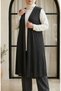 Plus Size Loose-Fit Long Seasonal Vest 8739-06 Anthracite - 3