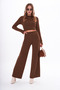 Women's Knitwear Crop Two-Piece Set with Knitted Pants Cty-Şml-265002 - 4