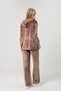 Maternity Hooded Kangaroo Pocket Loose-Fit Velvet Set with Adjustable Waistband, Brown. - 8