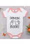 BK Kids "Drinking Buddies" Design Pink Baby Bodysuit-1, 3–6 Months