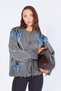 Women's Smoked Plaid Fringed Knit Cardigan