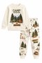 Boys' 100% Cotton Long-Sleeved Pajama Set with a Camp-Themed Pattern. - 3