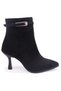 Dza07-11338054 Black Suede Classic Zippered 8 cm Stiletto Heel Women's Boots. - 2