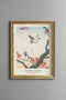 Birds on a Flowering Branch - Vintage Patterned Painting - Slim Frame