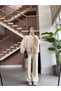 Butterfly Collar Zipper Tricot Pants Suit - 2