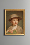 Portrait of a Girl - Vintage Patterned Painting - Slim Model