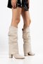 Women's Santorini Beige Suede Boots with Drawstring Detail. - 3