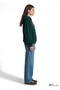 M1S20141 Women's Sweatshirt with Jeans Logo Print, Green. - 3