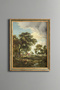 Rural Landscape - Vintage Patterned Painting - Slim Frame