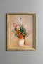 Flowers in a White Vase - Vintage Patterned Painting - Slim Frame