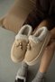 Aisla Genuine Leather Accessory-Detailed Plush-Lined Women's Slippers - Beige Suede - 4