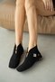 Kessia Genuine Leather Women's Boots with a Pointed Toe and Side Zipper - Black Suede - 3