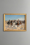 Horsemen Leading Their Horses - Vintage Patterned Painting - Slim Model