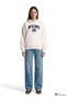 M1S20141 Women's Sweatshirt with Jeans Logo Print, White. - 2