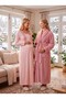 New Season Pink Shawl Collar Winter Full-Length Buttoned Nursing Design Long Sleeve Maternity Fleece Robe and Nightgown Set. - 6