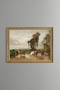 Cows on the Village Road - Vintage Patterned Painting - Slim Frame