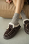 Aisla Genuine Leather Accessory-Detailed Plush-Lined Women's Slippers - Brown Suede - 3