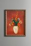 Red Flowers in a Vase - Vintage Patterned Painting - Slim Model