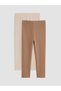 Beige 2-Pack Girls' Tights