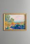 Two Women on the Mediterranean Coast - Vintage Patterned Painting - Slim Model