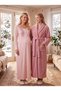 New Season Pink Shawl Collar Winter Full-Length Buttoned Nursing Design Long Sleeve Maternity Fleece Robe and Nightgown Set. - 5