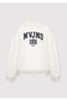 M1S20141 Women's Sweatshirt with Jeans Logo Print, White. - 6