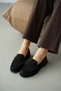 Lurein Women's Loafer with Ruffled Detail and Lightly Thick Heel - Black Suede - 2