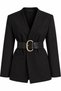 Black Belt-Detailed Satin Jacket - 2Y9691