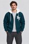 Unisex Ny Printed Patchwork Color Hooded Zip-Up Sweater