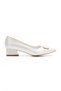 Women's Faux Leather Stylish Buckle Short Heeled Ballerinas - 3