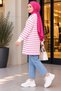 Women's Striped Crew Neck Long Sleeve Oversized Modest Tunic, 2-Ply Fabric. - 2