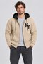 Unisex Ny Printed Patchwork Color Hooded Zip-Up Sweater