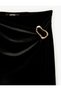 Slim Fit Double-Breasted Velvet Wrap Midi Skirt with Slits and Accessories - 3