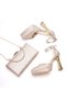 Rose Women's Platform Heeled Evening Shoes and Handbag Set - 7