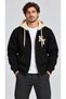 Unisex Ny Printed Patchwork Color Hooded Zip-Up Sweater