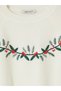 Peak New Season Ecru Crew Neck Embroidered Women's Knitwear Sweater - 7