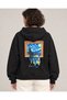 Black Van Gogh Starry Night Framed Embroidered Oversized Hoodie Sweatshirt