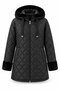 Women's Black Hooded Fur-Trimmed Quilted Jacket with Zip Detail HZL28W-BD5197 - 6