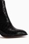 Marion Black Crocodile-Patterned Heeled Women's Boots. - 5