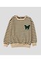 Girl's Cotton Green Striped Butterfly Embroidery Patterned Long Sleeve Wide Leg Tracksuit Set - 4