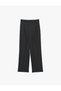 Pocketed Regular Fit Straight Wide Leg Pleated Fabric Pants