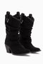 Reba Black Suede Ankle Boots with Thick Heels, Women's Long Cowboy Boots. - 3