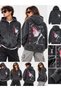 Unisex Washed Fabric Oversized Hoodie with Front and Back Print and Zipper Closure, Romance. - 5