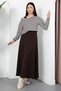 Oval collar striped dress two-piece set dks1475 - 3