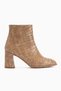 Marion Nude Crocodile Patterned Heeled Women's Boots