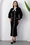 Bicycle collar button detail bow knit dress pl1430 - 5