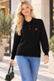 New Season: Embroidered Polo Collar Knit Blouse with Button Detail, Made from Soft Yarn with Braided Hair Design. - 3