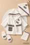 White Baby Robe Set with Leopard Print and Hooded Design, Featuring a Belt. - 2