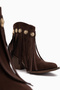 Rodeo Coffee Suede Tassel Thick-Heeled Women's Western Boots - 4